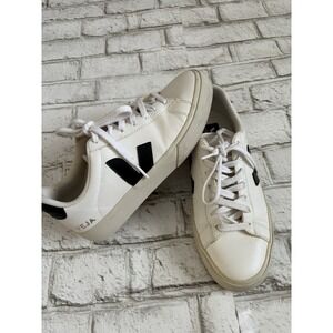 Veja Campo Sneaker White Black Leather Women Size 8 EUR: 39
